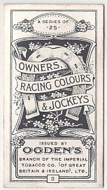 1914 Ogden's Owners, Racing Colors, and Jockeys
